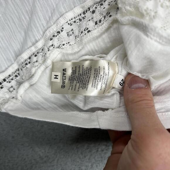 Free People Top Womens Large White Ruffle Cottage Core Baby Doll Boho Y2K NWT - Picture 11 of 14